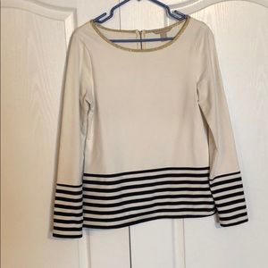 Cream striped with gold neckline
